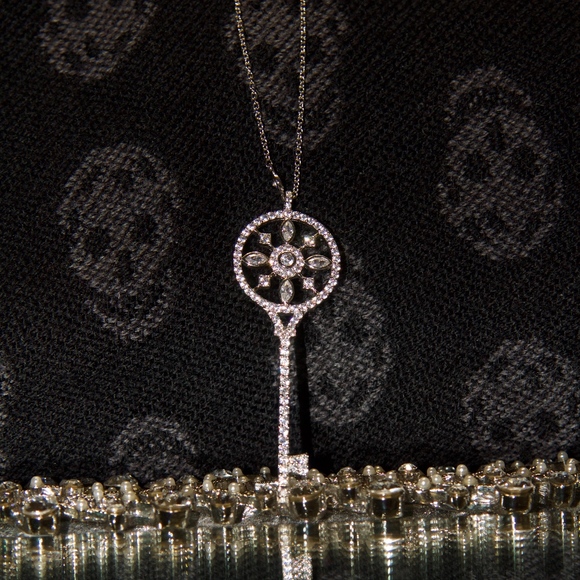 14kt Gols Dipped "Key" Swarovski Necklace - Picture 3 of 8